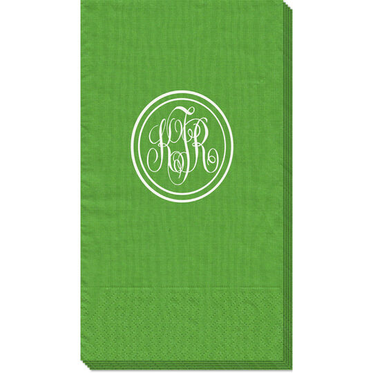 Double Circle Monogram Moire Guest Towels